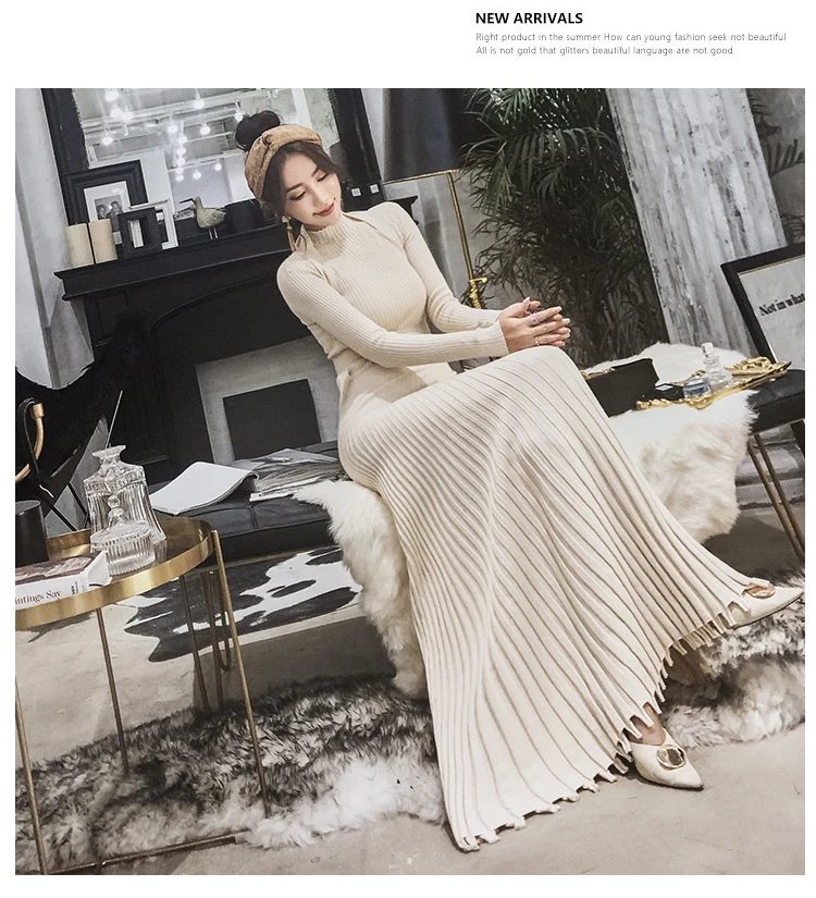 Winter autumn high quality Women Long Knitted Dress Sexy vestidos Back Slim Sweater Dress Fit And Flare Thicken Warm Dress