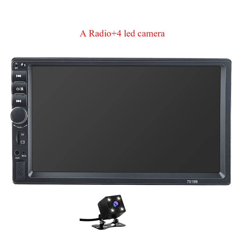 A player-4led camera Авторадио 2Din Автомагнитола Кош рекордер 7 дюймов сенсорный экран автомобильный аудио Bluetooth FM Камера заднего вида 7018B MP5 мультимидио плеер - Цвет: A player-4led camera