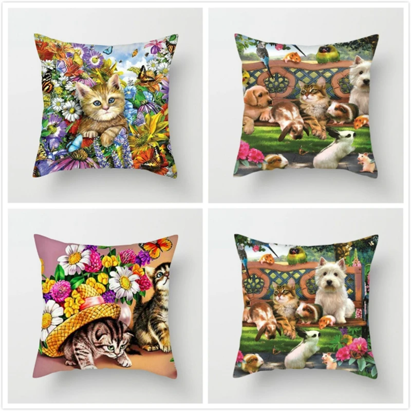 Fuwatacchi милые кошки собаки наволочка для домашних животных игра в Цветок Наволочка