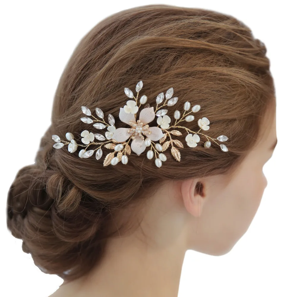 Ручная работа свадебный кристалл расческа цветок украшение для волос Роскошный