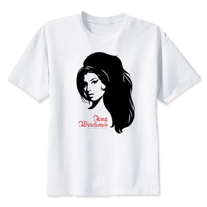 Мужская футболка amy winehouse белая Повседневная с принтом удобные футболки для