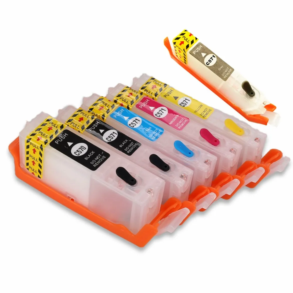 PGI-570PGBK CLI-571 BK C M Y GY многоразовый картридж для принтера Canon TS8050 TS8051 TS8052 TS8053 TS9050 TS9055 |