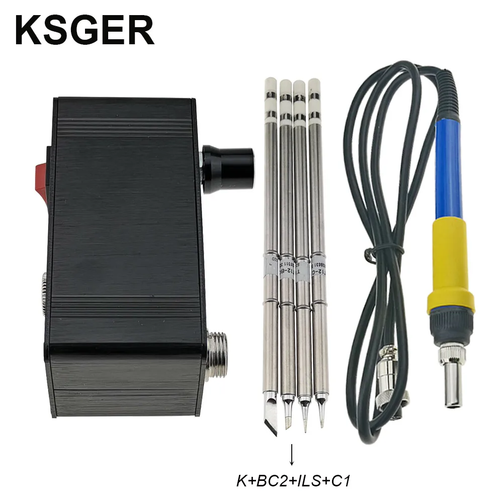 sets 5 KSGER мини T12 паяльная станция DIY STM32 OLED V2.01 контроллер 907 ручка алюминиевый сплав чехол наборы сварочные инструменты T12 наконечники для железа - Цвет: sets 5