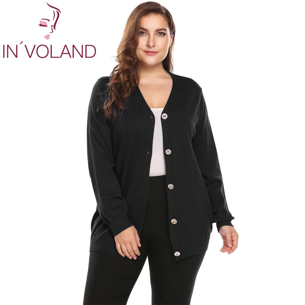 Женский свитер IN'VOLAND повседневный однотонный джемпер большого размера с