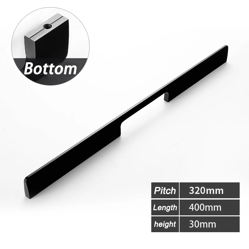 299-320 mm black AOBT Современная Длинная черная золотая для шкафа ручки шкаф кухонный шкаф ручки для выдвижных ящиков дверное оборудование для обработки мебели 299 - Цвет: 299-320 mm black