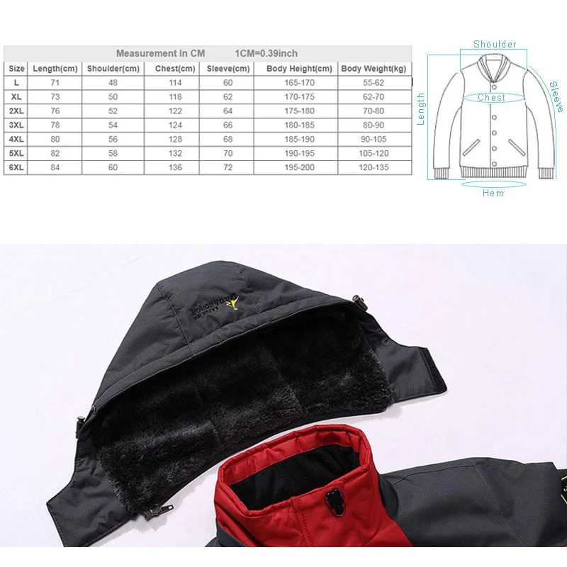 

THE ARCTIC LIGHT Ski Jacket Men Waterproof Fleece Snow Thermal Coat For Outdoor Mountain Skiing Snowboard Jacket Plus Size