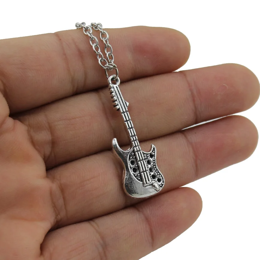 Новинка 2017 года для женщин Jewelry Винтаж Серебряный тон 0 5 &quotX 1 2&quot Кулон гитара