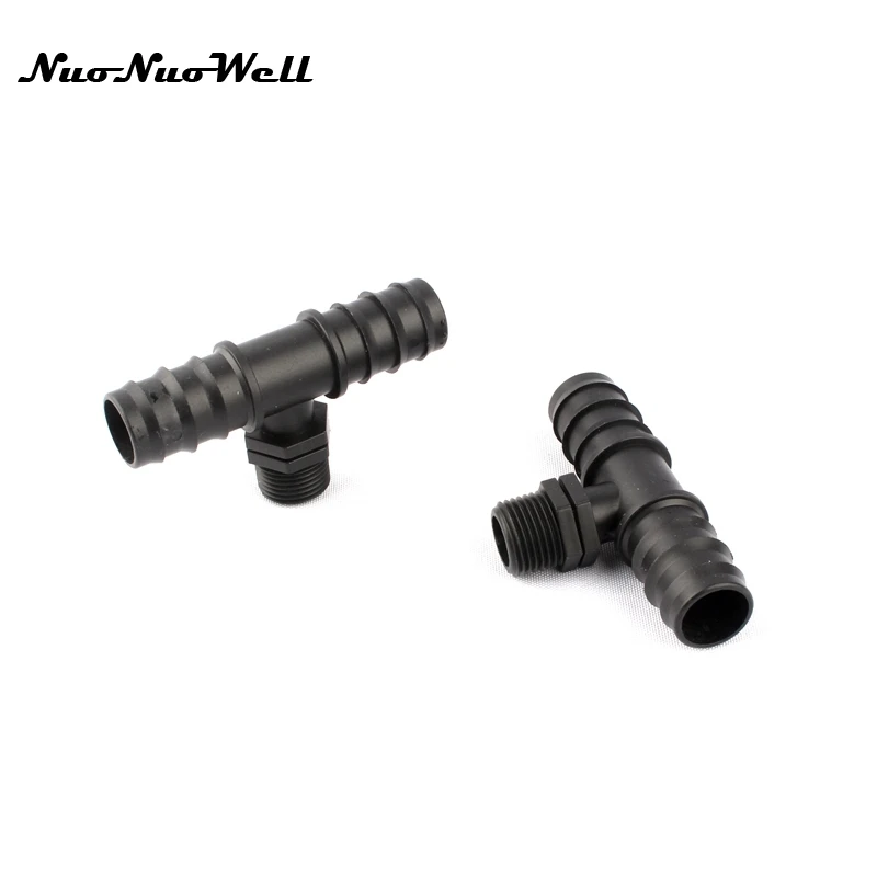 

3pcs NuoNuoWell 1/2" Thread to 25mm Barbed Tee Hose Connector Micro Irrigation Water Splitter Garden Veg Plot Drip System