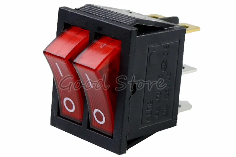 Red 1 шт. KCD8 6PIN 16A 250V 20A 125V двойной светильник перекидной переключатель сделаны в Водонепроницаемый ВКЛ-ВЫКЛ KCD6 лодка Мощность переключатель - Цвет: Red