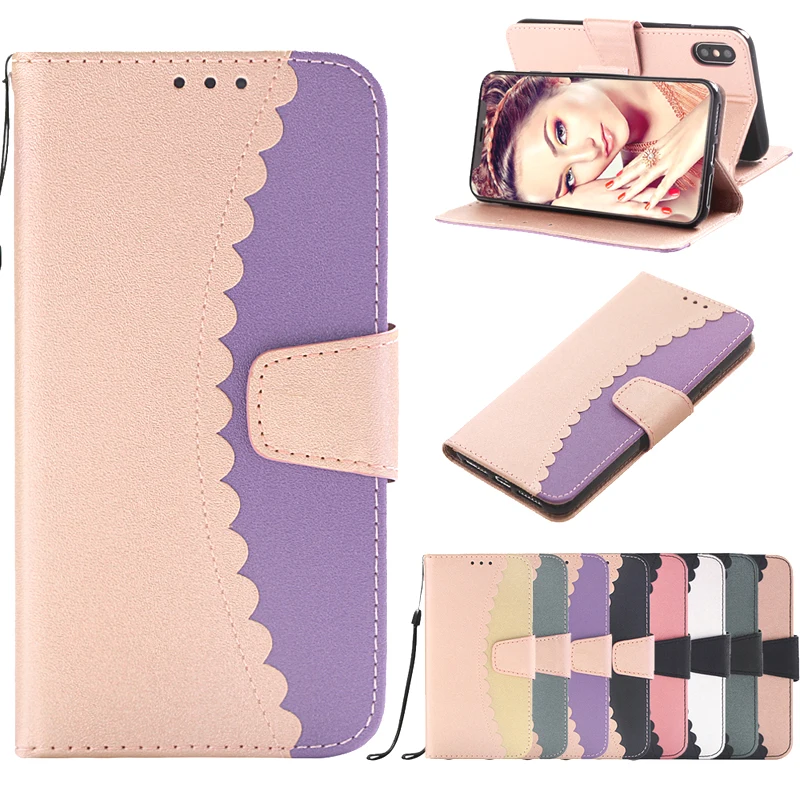 Кожаный чехол бумажник с кружевным узором мягкий силиконовый из ТПУ для телефона