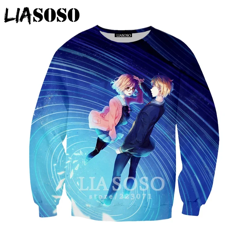 LIASOSO новинка 2019 мужские и женские модные толстовки с 3D принтом аниме Свитшот