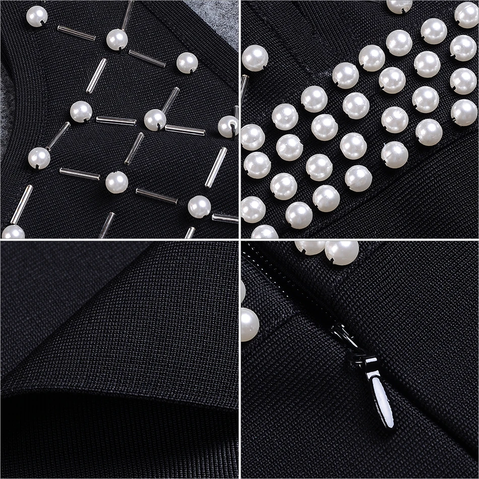 Женское вечернее платье ADYCE черное облегающее до колена с треугольным вырезом