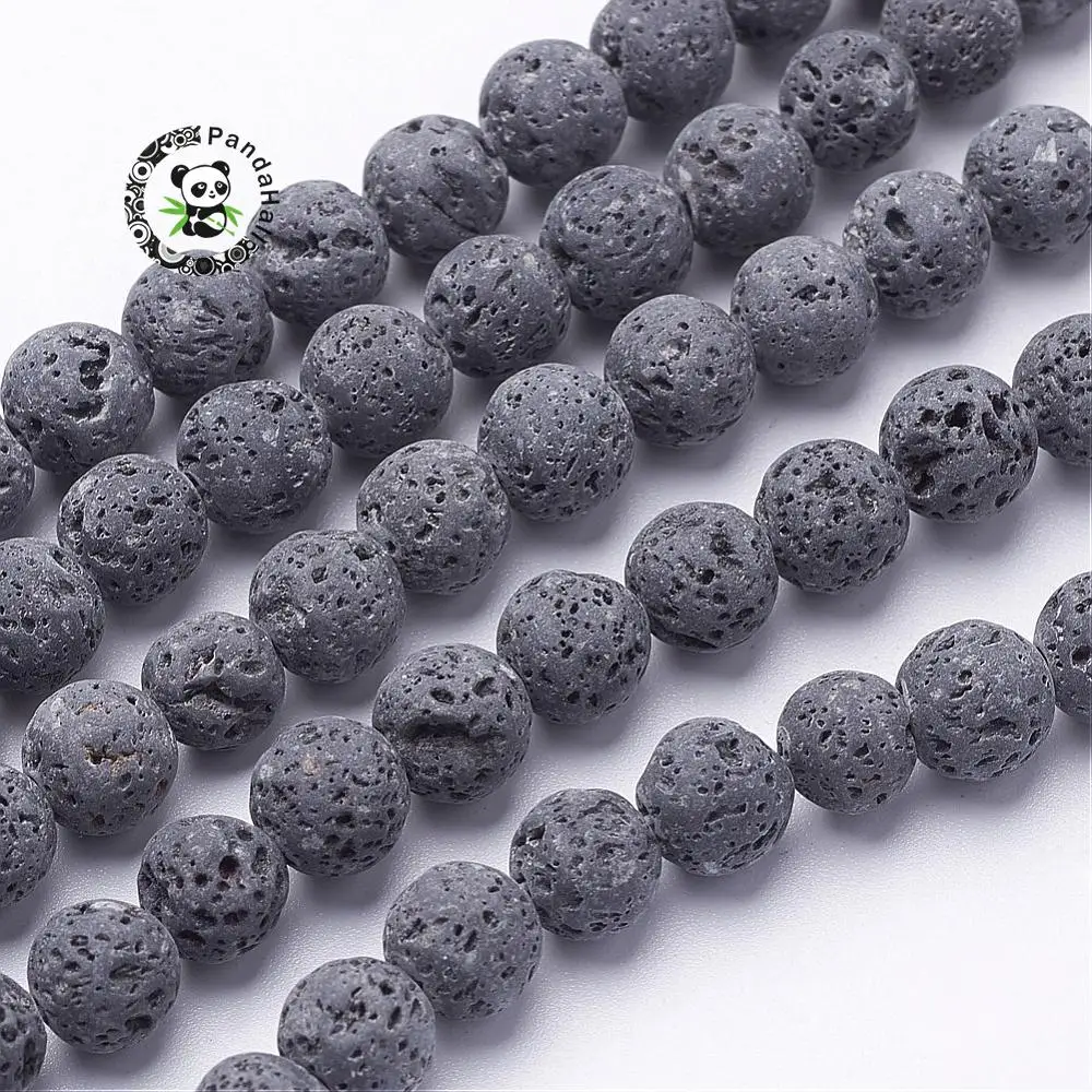 

4 6 8 10 12mm Round Natural Lava Jewelry Making Loose Beads Strands Black Hole: 1.5mm About 32pcs/stand, 15.5"