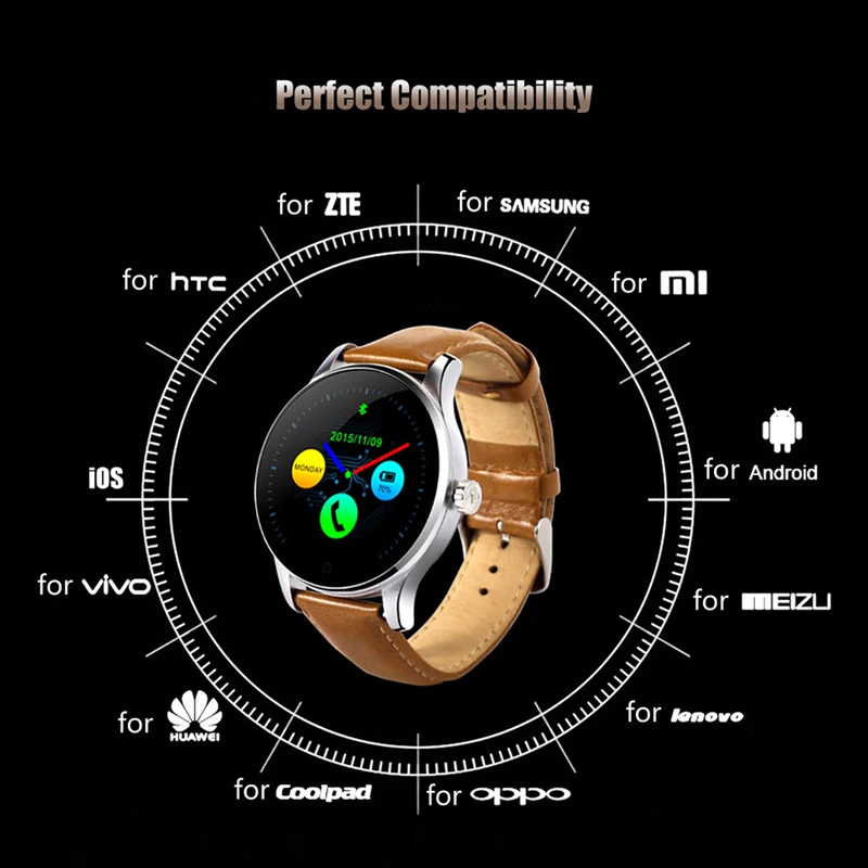 Две системы смарт-часы IPS круглый экран Спорт Монитор сердечного ритма Bluetooth