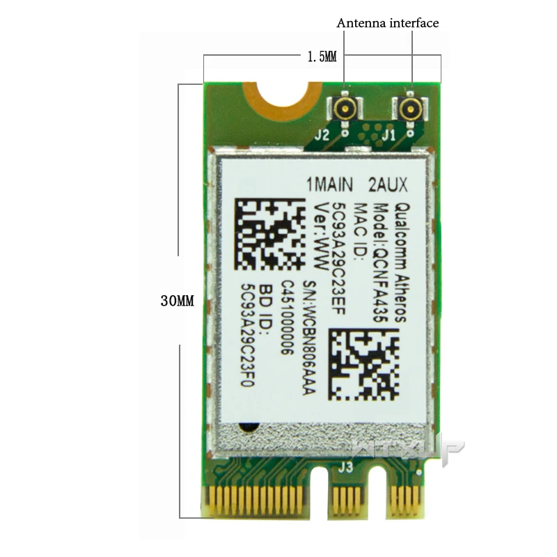 Беспроводная карта адаптера для Qualcomm Atheros QCA9377 QCNFA435 802.11AC 2,4G/5G NGFF wifi карта Bluetooth 4,1