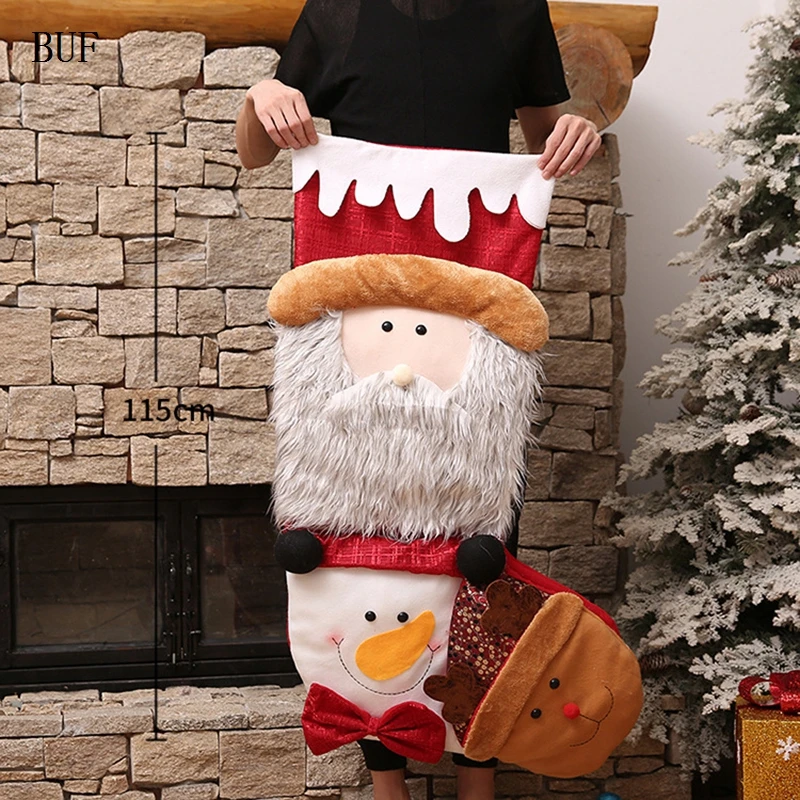BUF Super Big Size Christmas Hanging Decoration Socks Santa Stocks Ornaments Crafts Gift Bags | Дом и сад