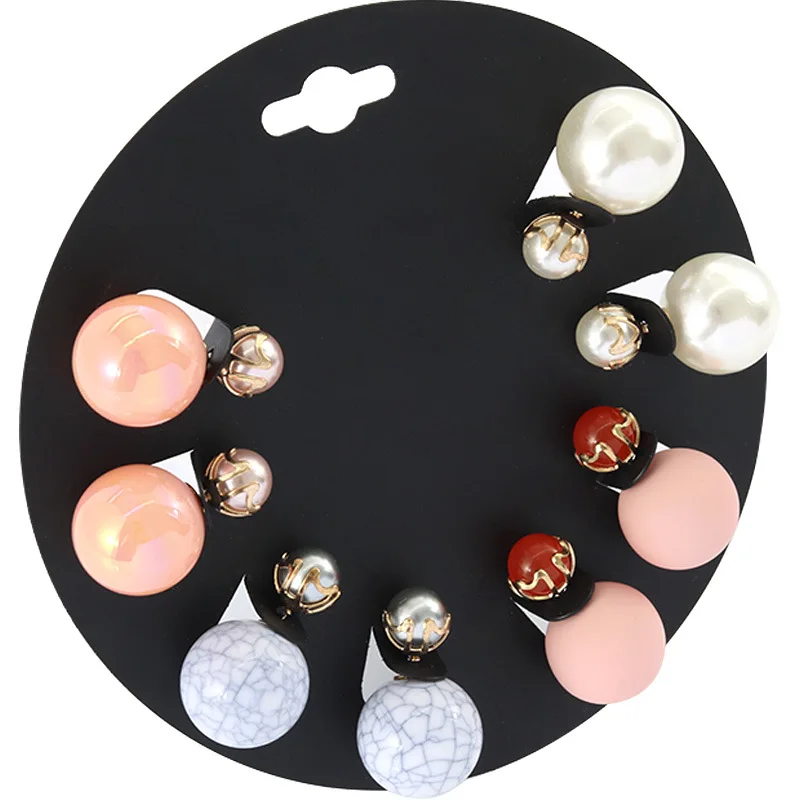 Любовь судьба 4 пар/компл. мода круглый шар Двусторонняя Стад Серьги для Для