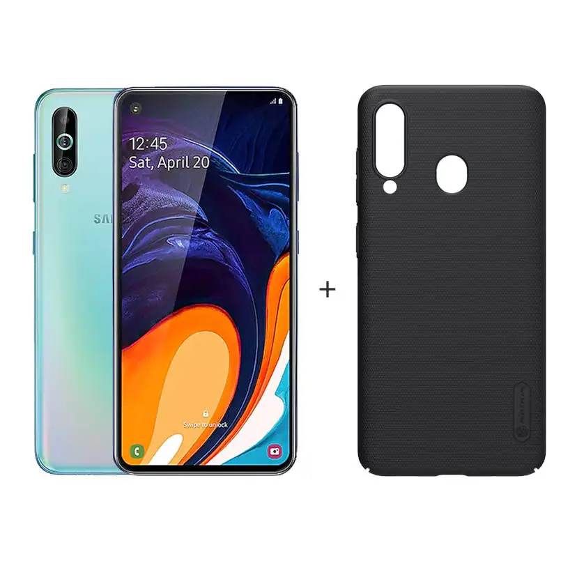 Blue n Nillkin case Samsung Galaxy A60 4G Android смартфон 6,3 дюймов полный экран Snapdragon 675 Восьмиядерный 6 ГБ 3500 мАч 32MP Camer NFC мобильные телефоны - Цвет: Blue n Nillkin case