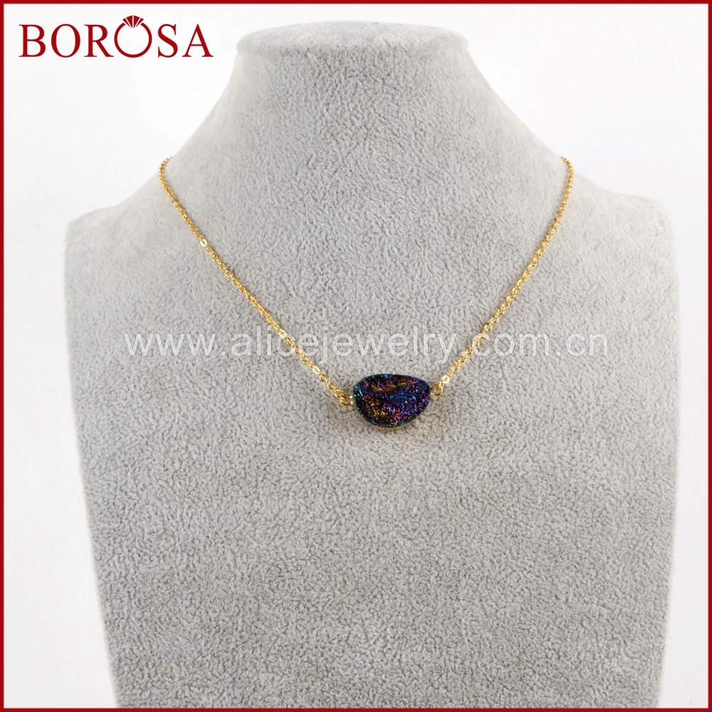 BOROSA 5/10 шт. 16 &quotЗолото Цвет Манго Форма Радуга Титан галактика Druzy кварцевый