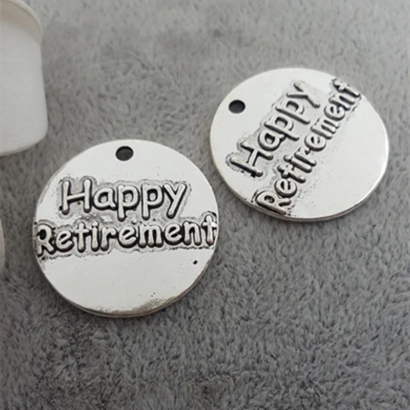25 мм Старинное Серебро Покрытием Сплава Метки Диска Рельеф Надписи Счастливой