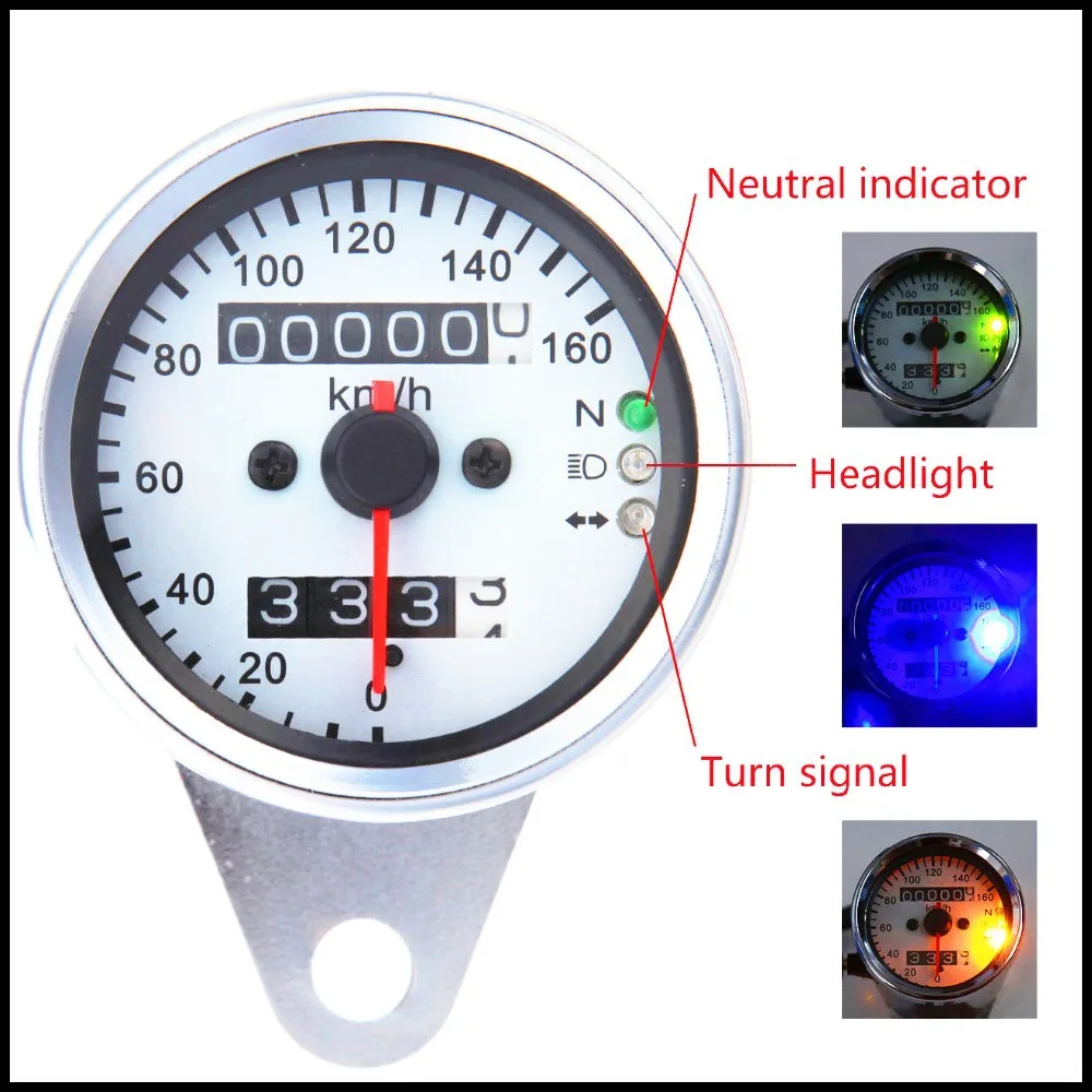 Бесплатная доставка Универсальный светодиодный мотоцикл двойной одометр