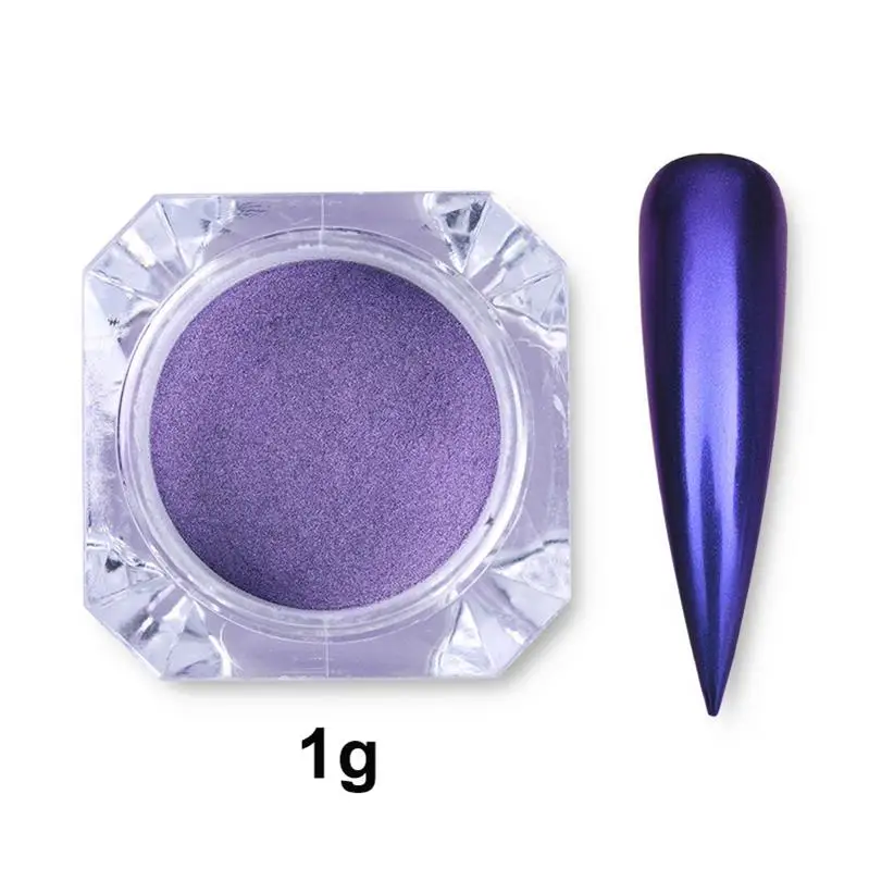 Purple 15 цветов, зеркальная пудра для дизайна ногтей, пигмент, блеск для ногтей, пудра для ногтей, серебро, розовое золото, блестящее хромированное металлическое украшение - Цвет: Purple