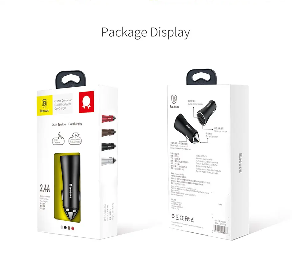 Автомобильное зарядное устройство Baseus с двумя usb-портами для iPhone 11, samsung, зарядное устройство для мобильного телефона, автомобильная Зажигалка для сигар, планшет, gps адаптер для путешествий, зарядное устройство для телефона