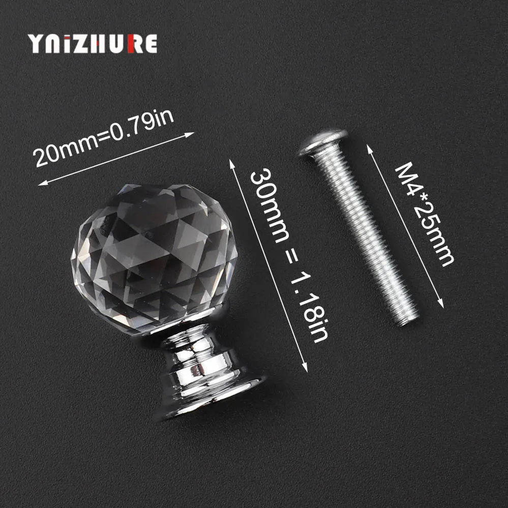 20mm crystal ball YNIZHURE фирменный дизайн 20-40 мм Хрустальные стеклянные ручки комод Ящик Кухонный Шкаф вытяжной шкаф ручка - Цвет: 20mm crystal ball