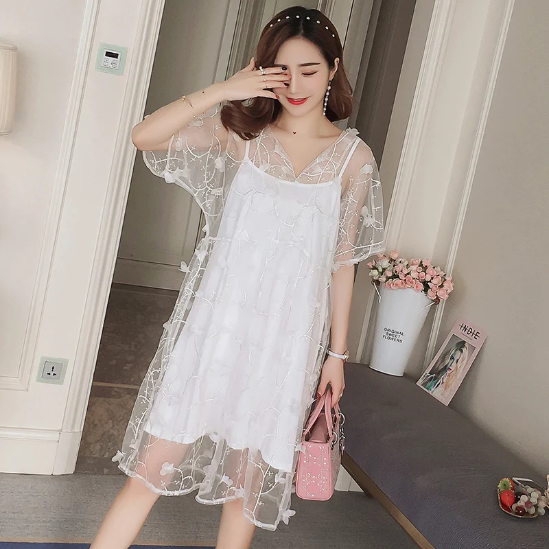 2018 New Brand Summer Maternity Dress Woman Cute Floral Embroidery Large Size Dresses Pregnant Clothing MD-00537 | Мать и ребенок