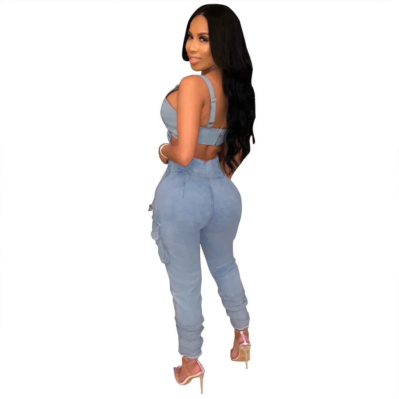 Женские рваные джинсы с завышенной талией джинсы-карандаш на шнуровке ложным