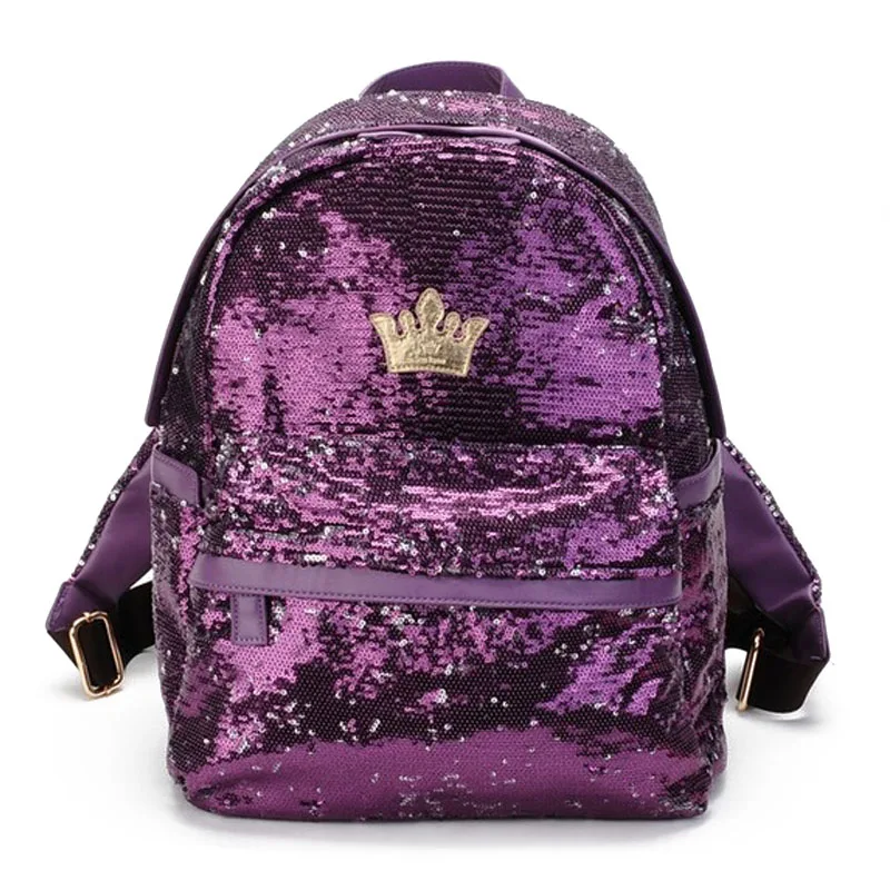 Блестящий рюкзак для девочек подростков женский модный школьный ранец золотого