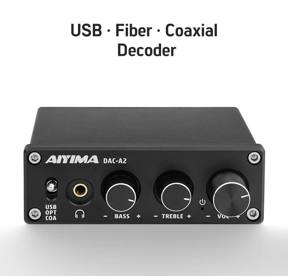 AIYIMA мини аудио декодер волоконный коаксиальный USB декодер Регулировка низких частот с усилителем для наушников для домашнего кинотеатра