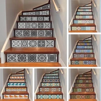 yazi 6pcs removable step self adhesive stairs sticker ceramic tiles pvc stair wallpaper decal vinyl stairway decor 18x100cm
