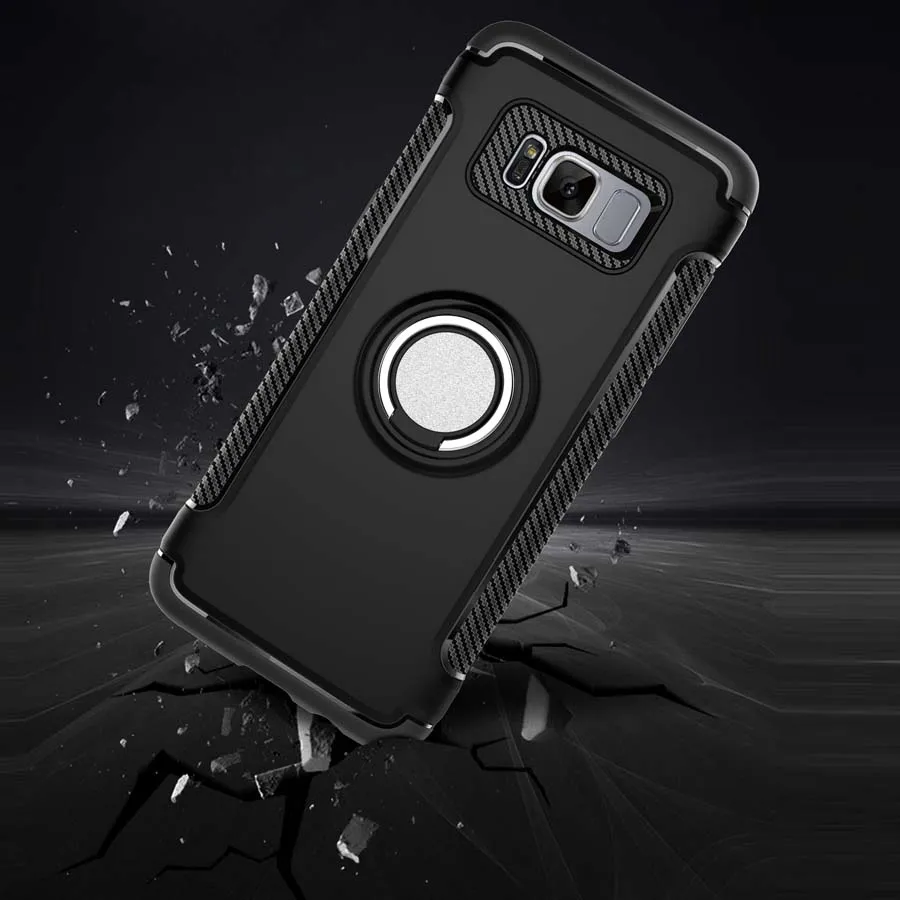 С Чехол с кольцом для пальца Samsung Galaxy S8 S9 J3 J5 J7 2016 2017 плюс металлический