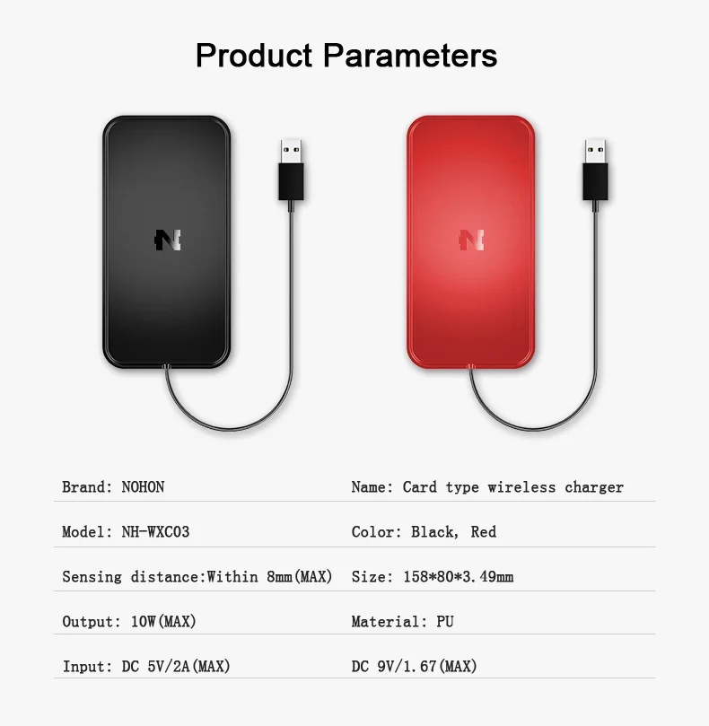 NOHON Qi Беспроводное зарядное устройство для iPhone X 8 Plus samsung S8 S7 S6 Note 5 LG Nexus 5 7 Nokia htc sony Универсальный QC USB быстрая зарядка