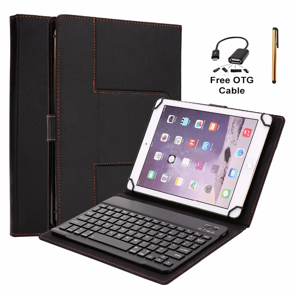 Kemile Съемный беспроводной Bluetooth 3 0 алюминиевый сплав клавиатура Магнитный кожаный