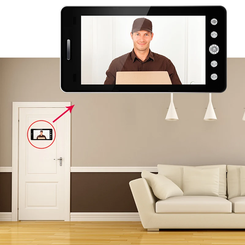 Беспроводной видеодомофон 4 3 дюйма 960P/5 дюймов 1080P с Wi-Fi длительным временем