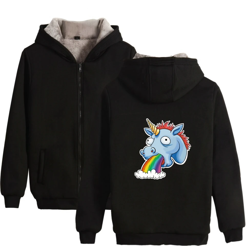 

LUCKYFRIDAYF 2017 Unicorn Men/Women Hoodie Coat Women Casual Hoodies Zipper Cap Winter Hoodies Women Thick Warm Anime Sweatshirt