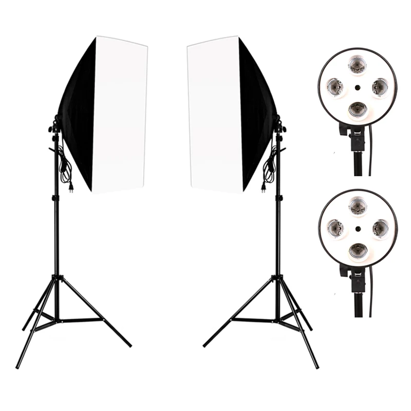 Фотостудия светильник ing Kit 2 шт* 4 патрон лампы+ 2 шт* 50*70 см софтбокс+ 2 шт* 2 м светильник Стенд Фото софтбокс