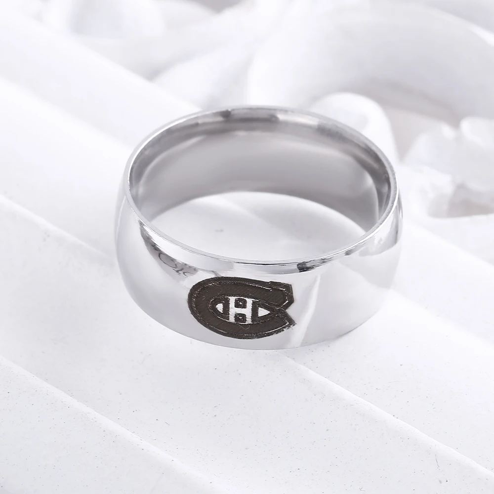 Simple Montreal Canadian Flag Ring Stainless Steel Men and Women Couples Universal Men's Silver Titanium Gift | Украшения и