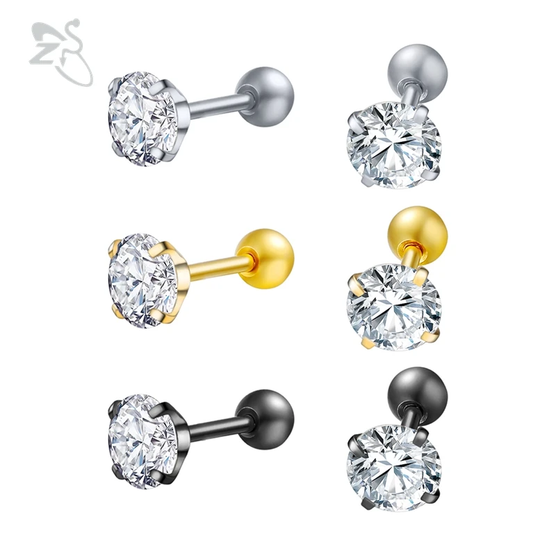 

Earring Fashion Jewelry Four Prong Set Clear CZ16G Tragus Ear Stud Earrings For Women Fashion Ear Piercing Stud Earring pendient
