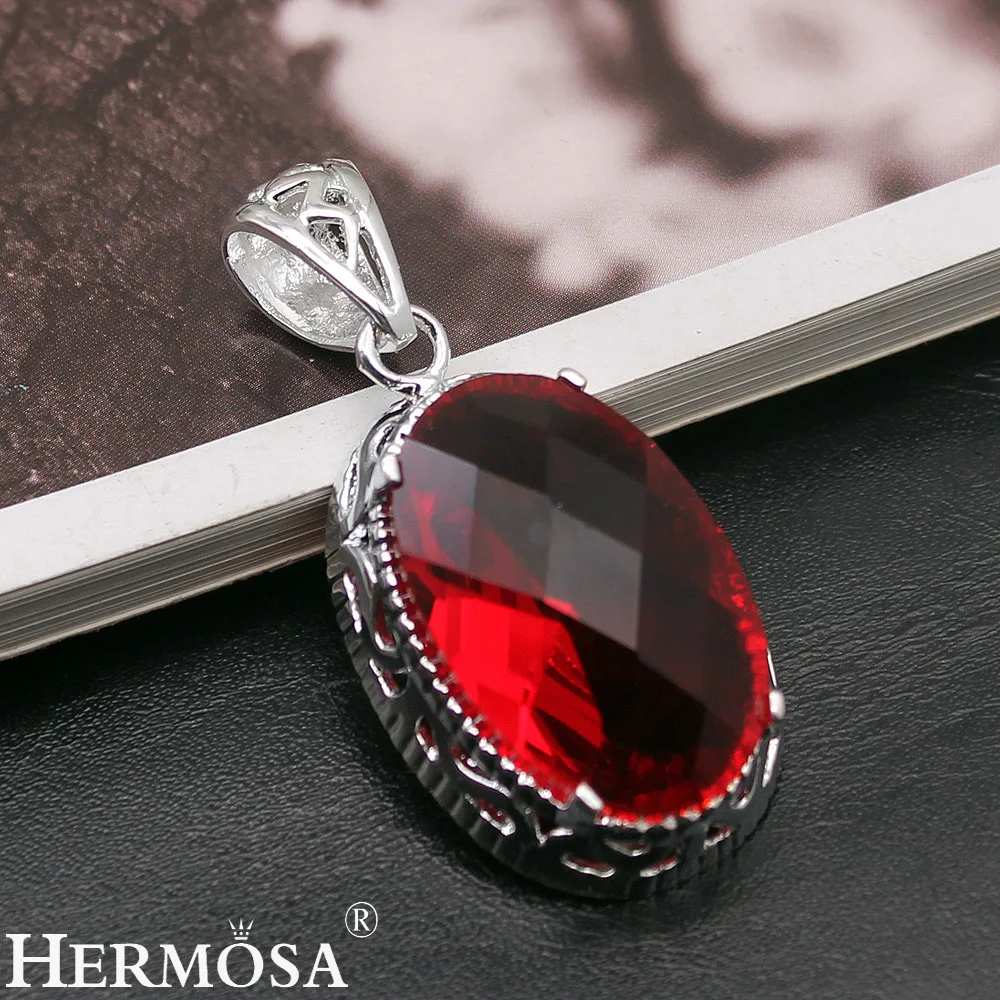 Ювелирные изделия Gushing Овальные красивые красные Garnet925 серебро 925 пробы цвет