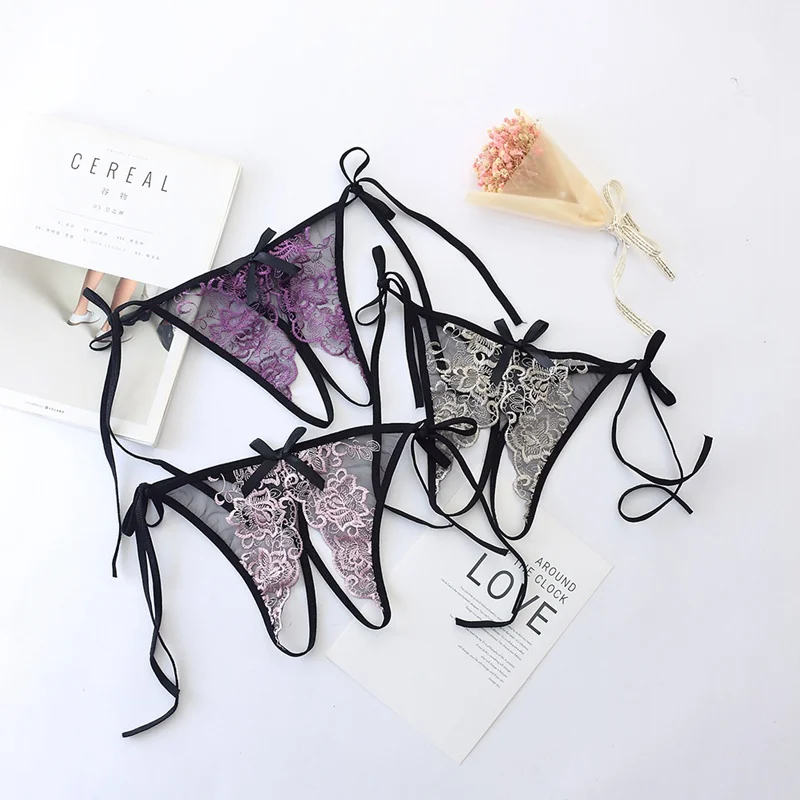 

Embroidery Women Sexy Lingerie Hot Erotic Open Crotch Pantie Porno Transparent Underwear Crotchless Underpants G-string Sex Wear