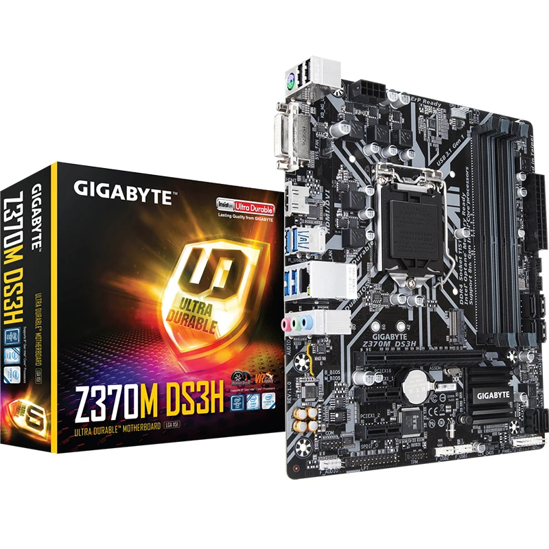 Для Gigabyte GA Z370M DS3H LGA1151 DDR4 Z370 PCI E3.0 SATA3 USB3.0 Поддержка i3 8100 i5 8500 I7 8700K|Материнские платы|