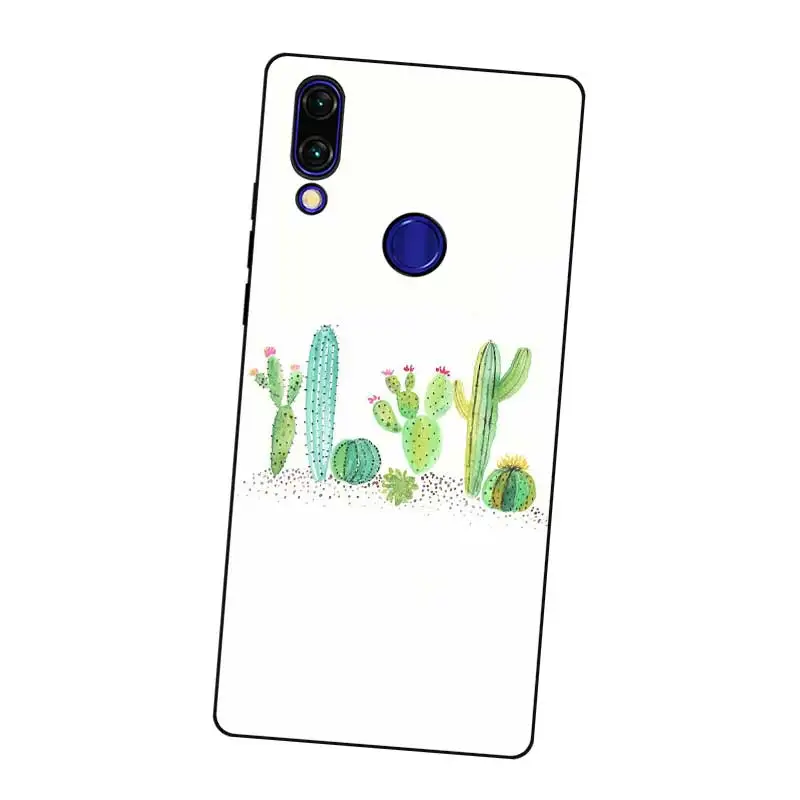 N277 Cactus Wallpaper Black Silicone Case Cover For Xiaomi Redmi Note 3 4 4X 5 5A 6 7 Pro Global |