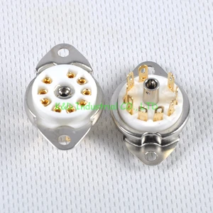 2pcs Ceramic Valve Tube Socket 9Pin Gold Plate B9A Base 6922 6N11 12AX7 Amp Part Socket 2pcs Ceramic Valve Tube Socket 9Pin Gold Plate B9A Base 6922 6N11 12AX7 Amp Part Socket