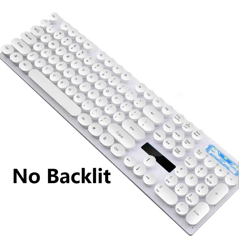 White No Backlit Ретро стимпанк игровая клавиатура для настольного компьютера ПК Mac компьютера USB Проводная эргономичная клавиатура светодиодный круглый колпачок с подсветкой - Цвет: White No Backlit