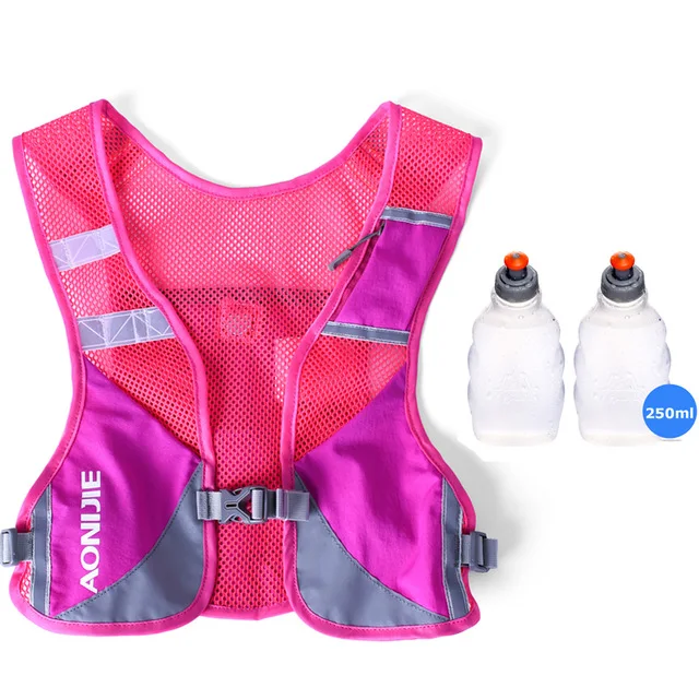Red 2 bottles AONIJIE 3L светоотражающий жилет для бега и езды на велосипеде, марафон, рюкзак для пеших прогулок, сумка для улицы с 2 шт 250 мл бутылками для воды - Цвет: Red 2 bottles