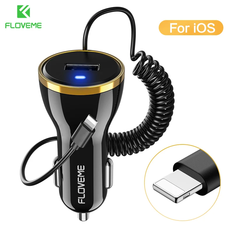 FLOVEME 2 типа автомобильное зарядное устройство для телефона мини USB Автомобильное зарядное устройство для iPhone X samsung Note 9 USB зарядное устройство адаптер для мобильного телефона в автомобиле - Тип штекера: For iPhone