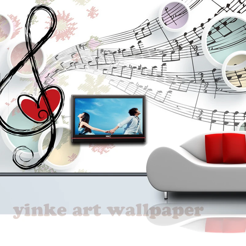 Custom 3D Abstract Musical Children's Room music circle Large Mural Cafe Restaurant Bar Bedroom Streets Rock Non-woven Wallpaper |
